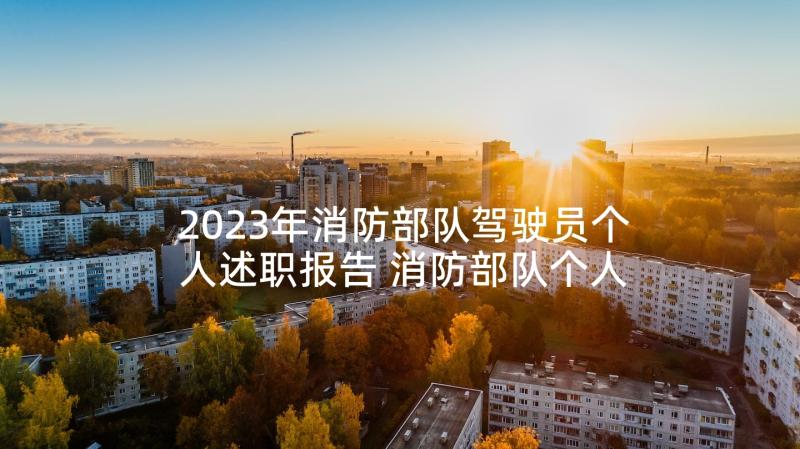 2023年消防部队驾驶员个人述职报告 消防部队个人述职报告(优质5篇)