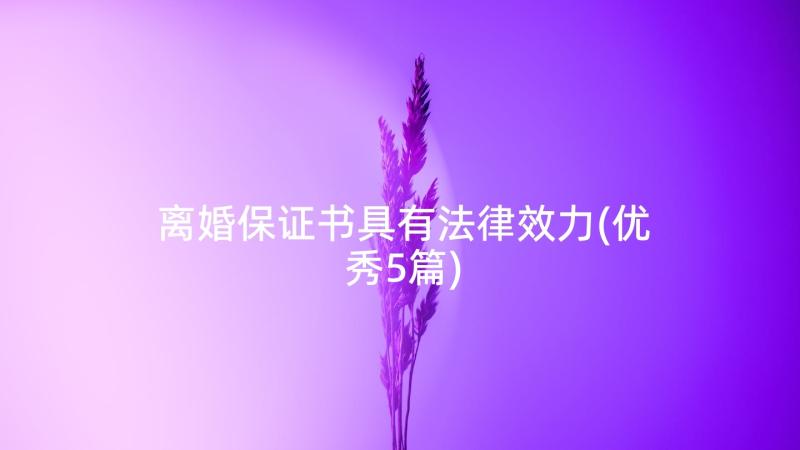 离婚保证书具有法律效力(优秀5篇)