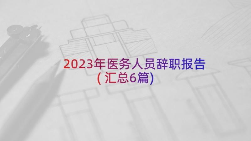 2023年医务人员辞职报告(汇总6篇)