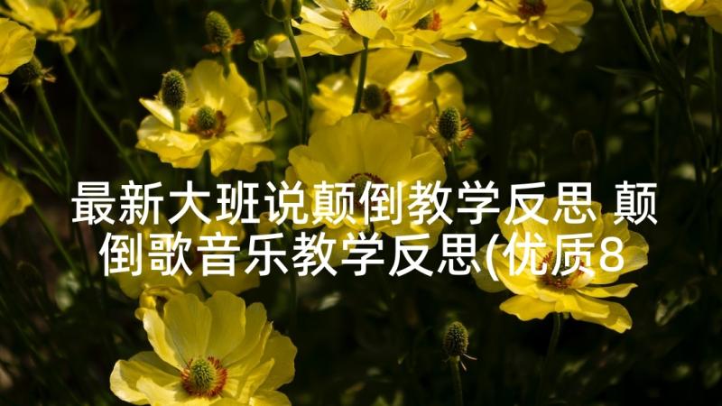 最新大班说颠倒教学反思 颠倒歌音乐教学反思(优质8篇)