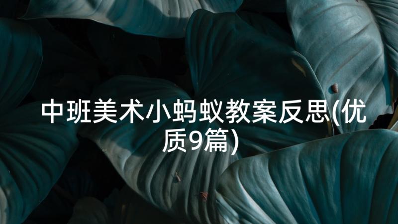 中班美术小蚂蚁教案反思(优质9篇)