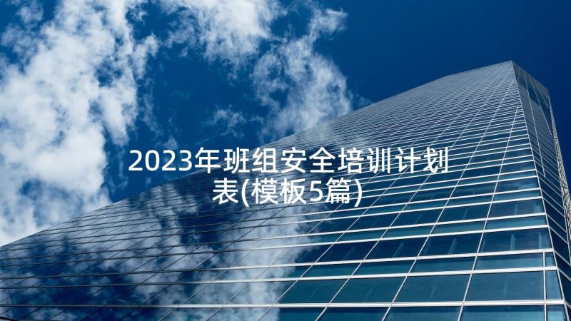 2023年班组安全培训计划表(模板5篇)