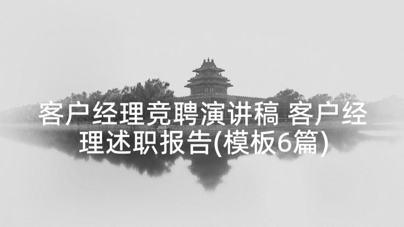 客户经理竞聘演讲稿 客户经理述职报告(模板6篇)