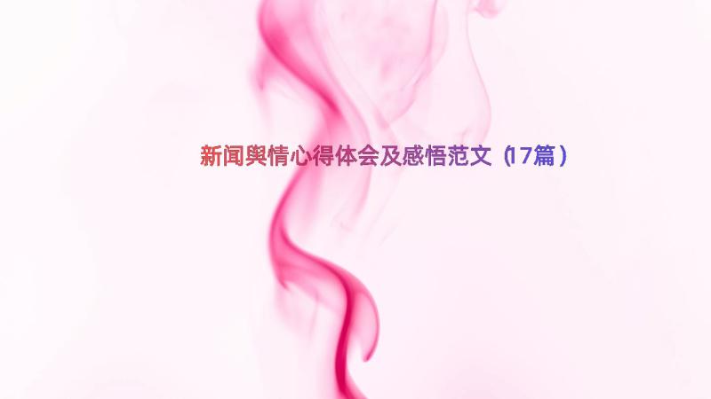 新闻舆情心得体会及感悟范文（17篇）