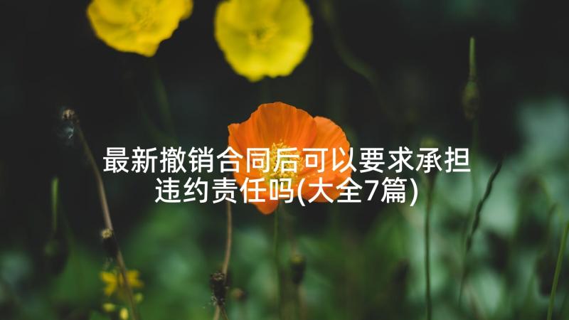 最新撤销合同后可以要求承担违约责任吗(大全7篇)