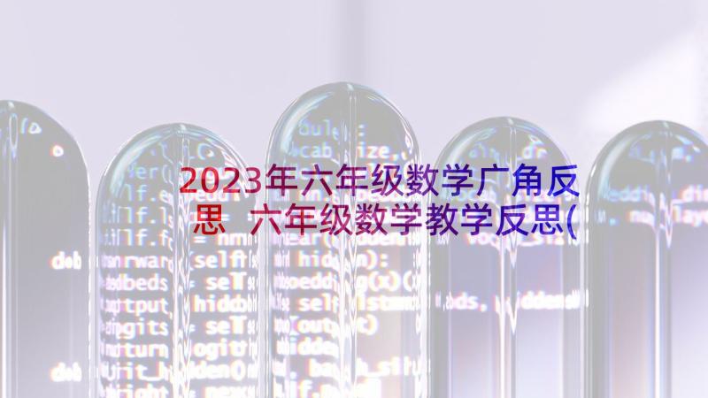 2023年六年级数学广角反思 六年级数学教学反思(精选7篇)