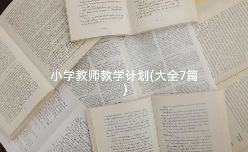 小学教师教学计划(大全7篇)