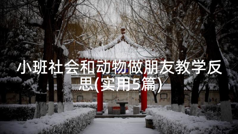 小班社会和动物做朋友教学反思(实用5篇)