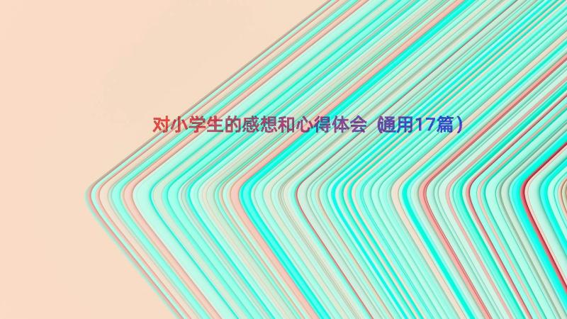 对小学生的感想和心得体会（通用17篇）