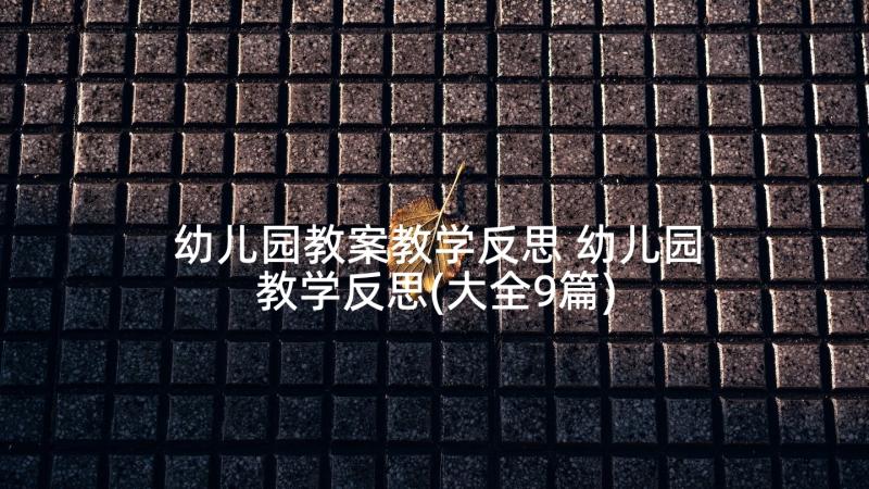 幼儿园教案教学反思 幼儿园教学反思(大全9篇)