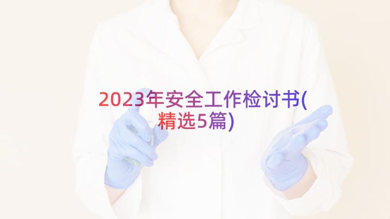 2023年安全工作检讨书(精选5篇)