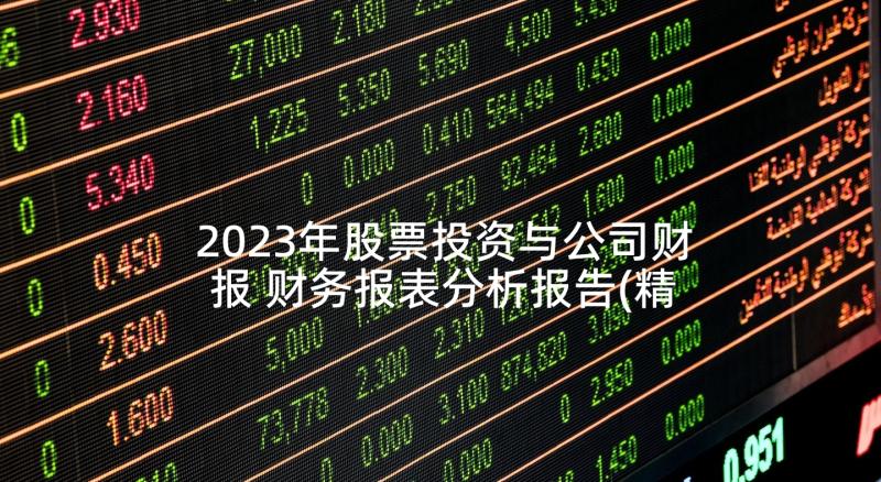 2023年股票投资与公司财报 财务报表分析报告(精选5篇)