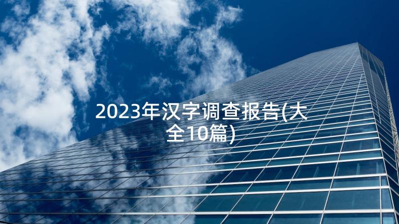 2023年汉字调查报告(大全10篇)