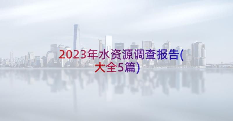 2023年水资源调查报告(大全5篇)