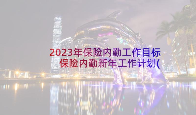 2023年保险内勤工作目标 保险内勤新年工作计划(优质5篇)