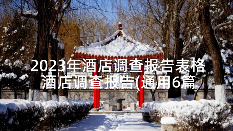 2023年酒店调查报告表格 酒店调查报告(通用6篇)