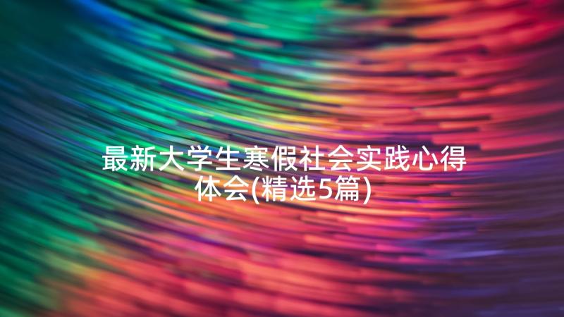 最新大学生寒假社会实践心得体会(精选5篇)