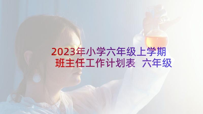 2023年小学六年级上学期班主任工作计划表 六年级班主任工作计划小学班主任工作计划(优秀10篇)