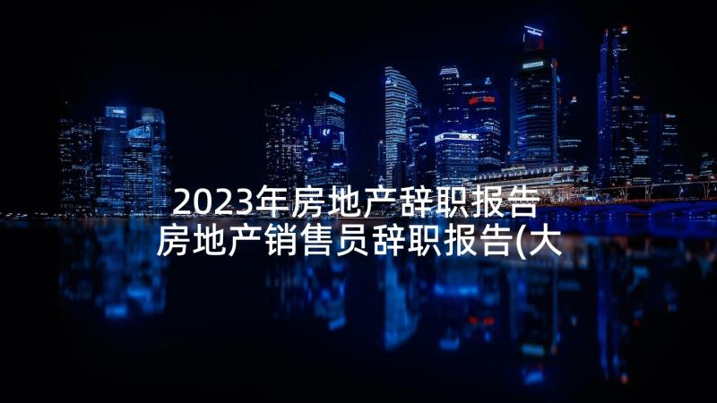 2023年房地产辞职报告 房地产销售员辞职报告(大全5篇)