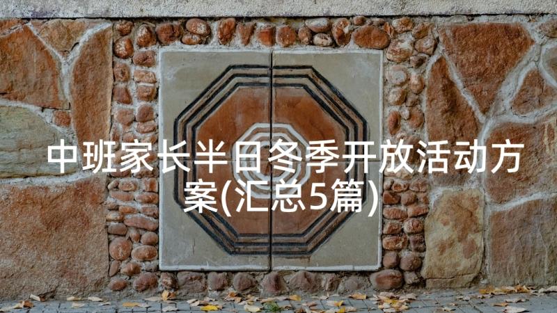 中班家长半日冬季开放活动方案(汇总5篇)