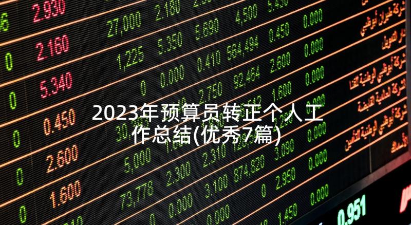 2023年预算员转正个人工作总结(优秀7篇)