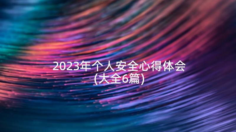 2023年个人安全心得体会(大全6篇)