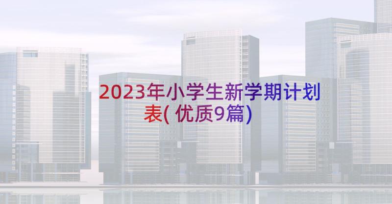 2023年小学生新学期计划表(优质9篇)