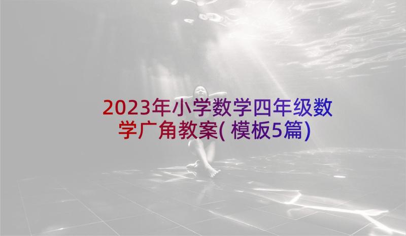 2023年小学数学四年级数学广角教案(模板5篇)