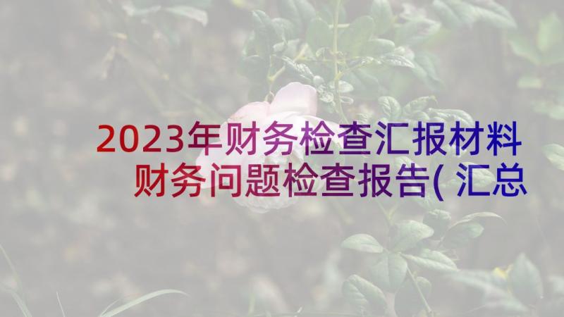 2023年财务检查汇报材料 财务问题检查报告(汇总6篇)