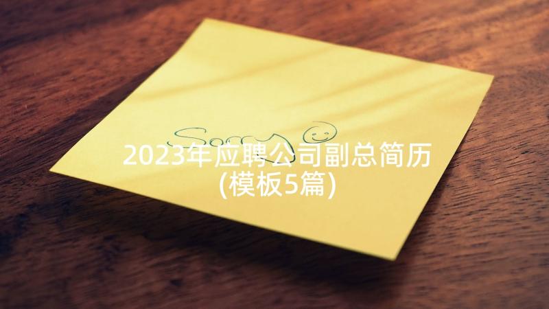 2023年应聘公司副总简历(模板5篇)