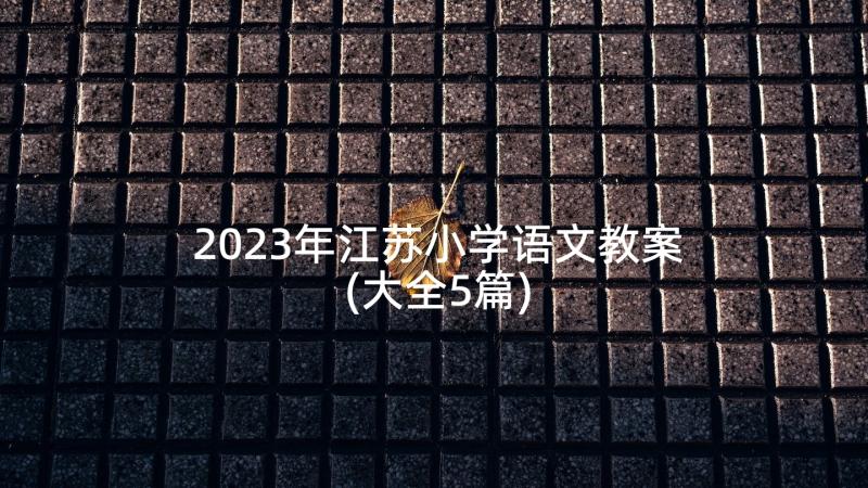 2023年江苏小学语文教案(大全5篇)