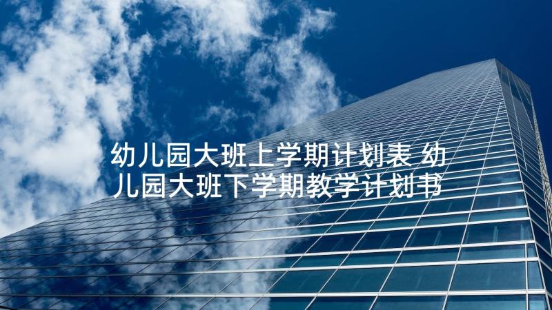 幼儿园大班上学期计划表 幼儿园大班下学期教学计划书(汇总5篇)