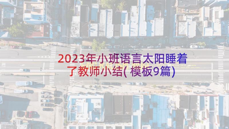 2023年小班语言太阳睡着了教师小结(模板9篇)