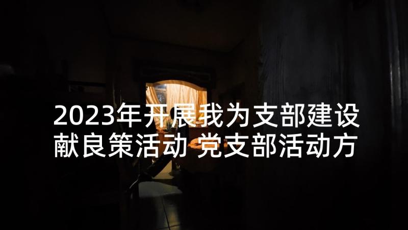 2023年开展我为支部建设献良策活动 党支部活动方案(模板6篇)