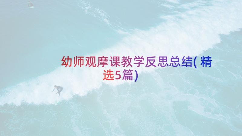 幼师观摩课教学反思总结(精选5篇)