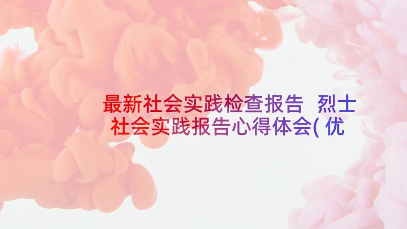 最新社会实践检查报告 烈士社会实践报告心得体会(优秀6篇)