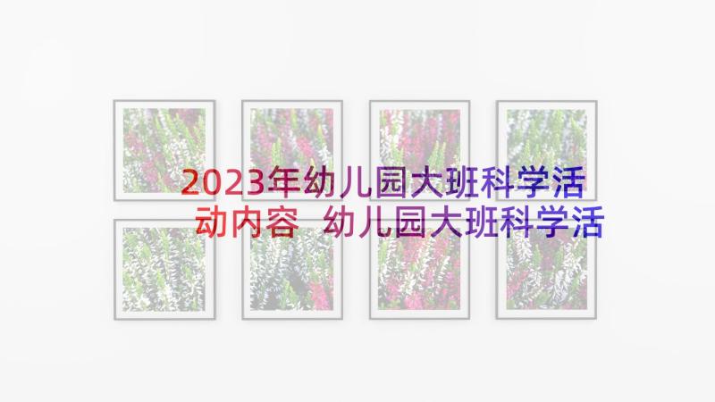 2023年幼儿园大班科学活动内容 幼儿园大班科学活动教案(大全7篇)