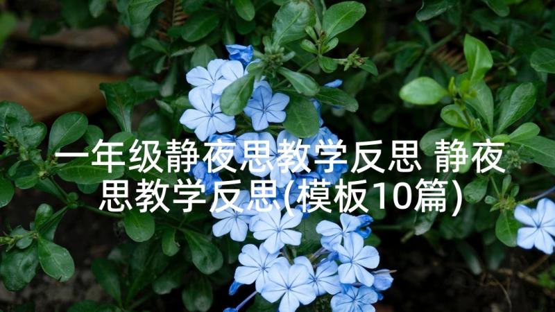 一年级静夜思教学反思 静夜思教学反思(模板10篇)