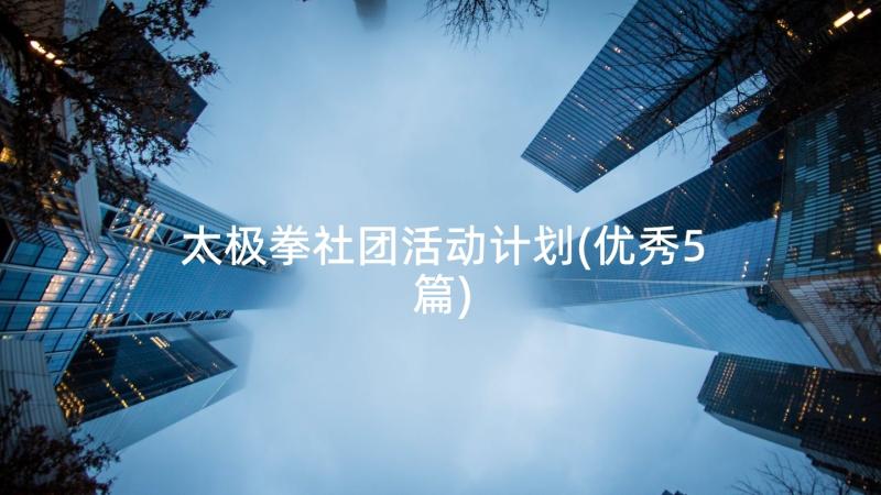 太极拳社团活动计划(优秀5篇)