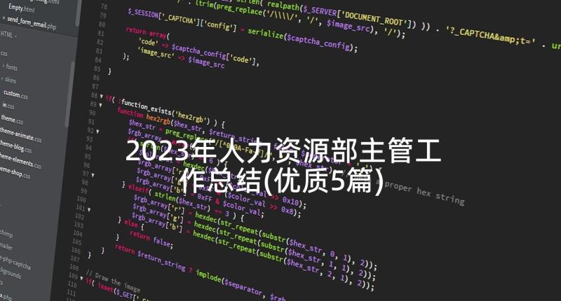 2023年人力资源部主管工作总结(优质5篇)