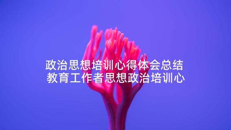 政治思想培训心得体会总结 教育工作者思想政治培训心得体会(优秀5篇)