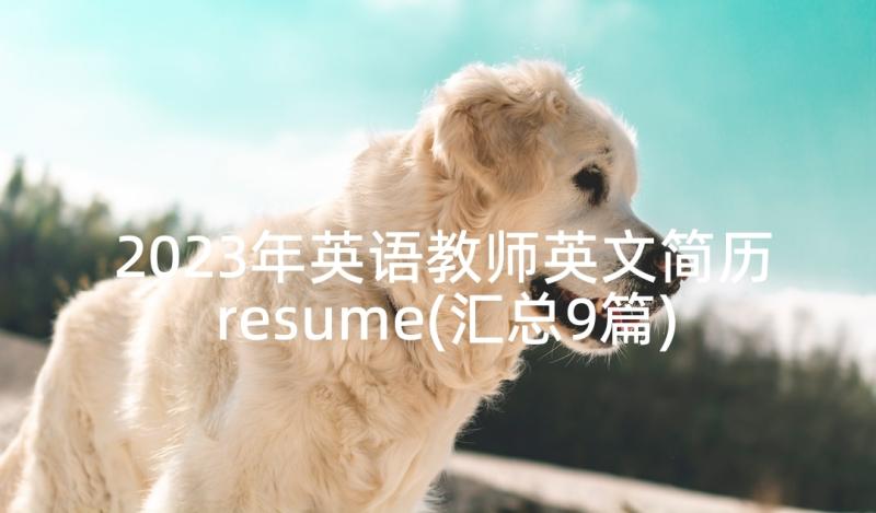 2023年英语教师英文简历resume(汇总9篇)