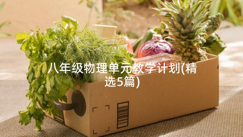 八年级物理单元教学计划(精选5篇)