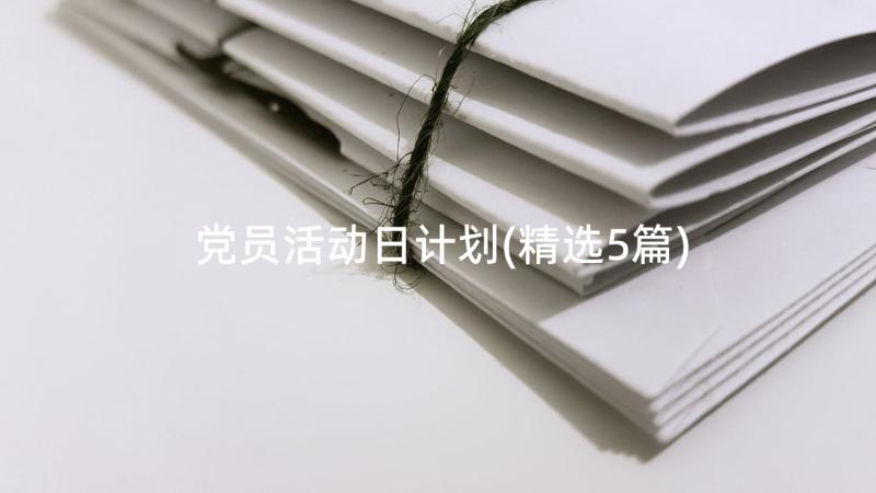 党员活动日计划(精选5篇)