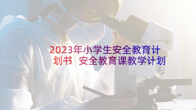 2023年小学生安全教育计划书 安全教育课教学计划(模板5篇)