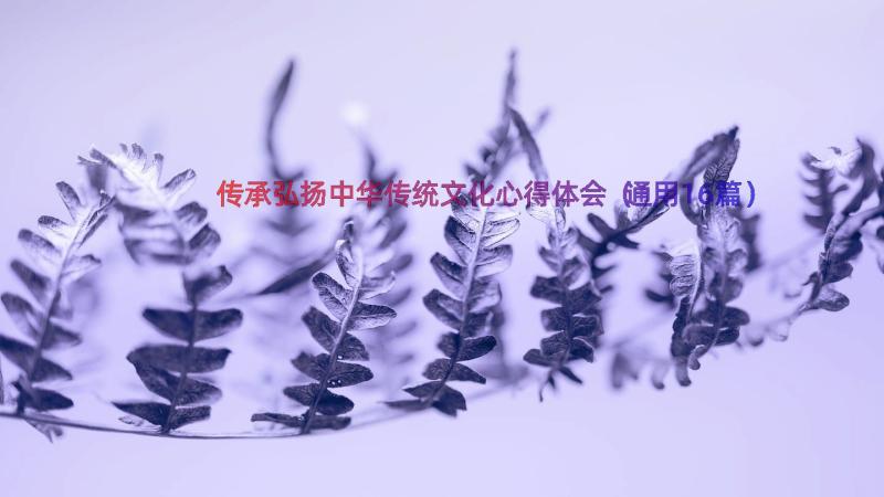 传承弘扬中华传统文化心得体会（通用16篇）