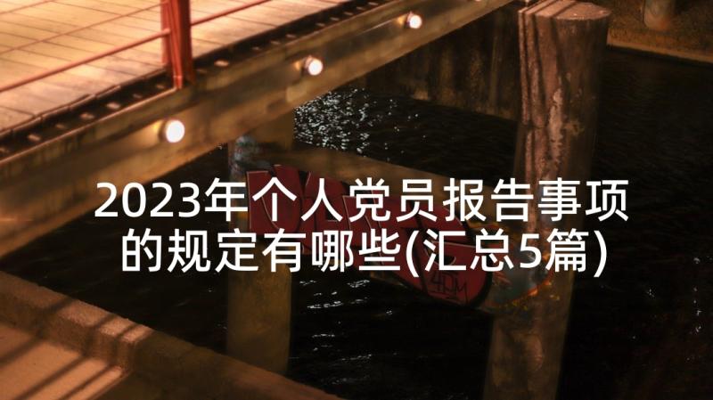 2023年个人党员报告事项的规定有哪些(汇总5篇)