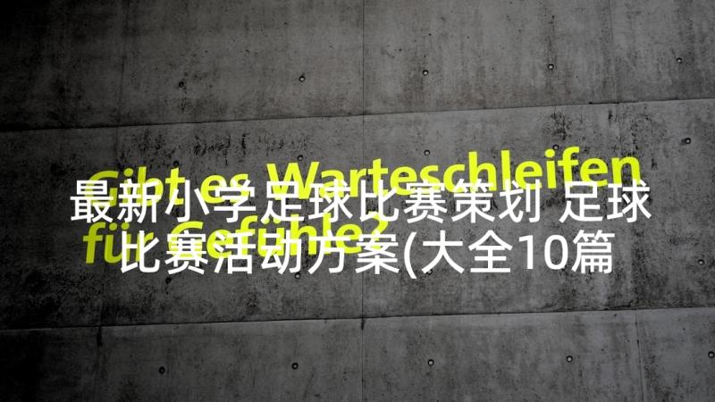 最新小学足球比赛策划 足球比赛活动方案(大全10篇)