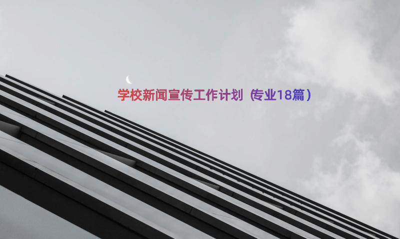 学校新闻宣传工作计划（专业18篇）