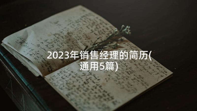 2023年销售经理的简历(通用5篇)